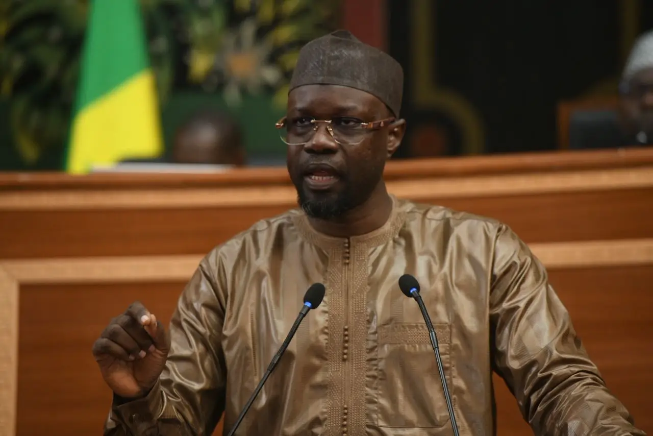 Le Premier ministre Ousmane Sonko s'exprimant devant l'Assemblée nationale