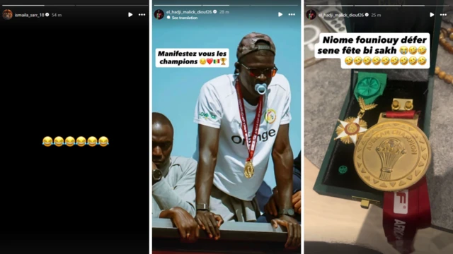Publications en story Instagram de l'attaquant de Crystal Palace, Ismaila Sarr, et d'El Hadji Malick Diouf de West Ham