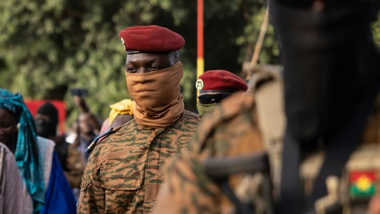 Le président de transition du Burkina Faso Ibrahim Traoré à Ouagadougou