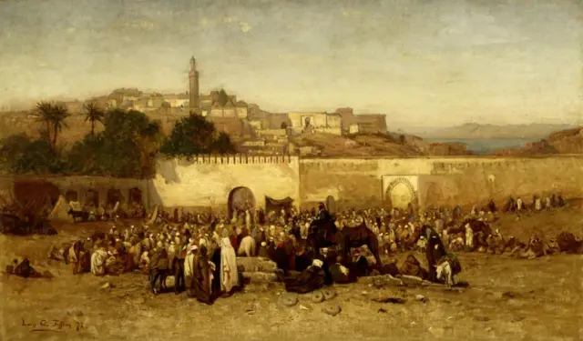 Le marché de Tanger au XIXe siècle, reflétant les échanges commerciaux entre le Maroc et les puissances étrangères