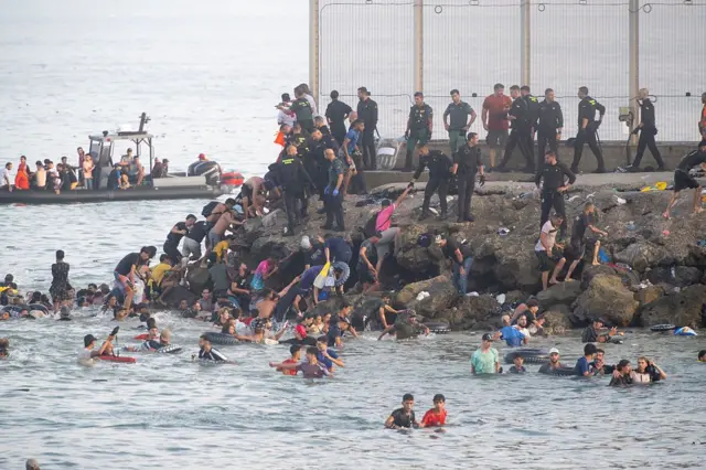 Frontière entre le Maroc et Ceuta, où des milliers de migrants tentent de passer chaque année